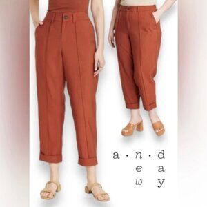 a new day women's 17 pin tuck roll ankle pants terracota burnt orange